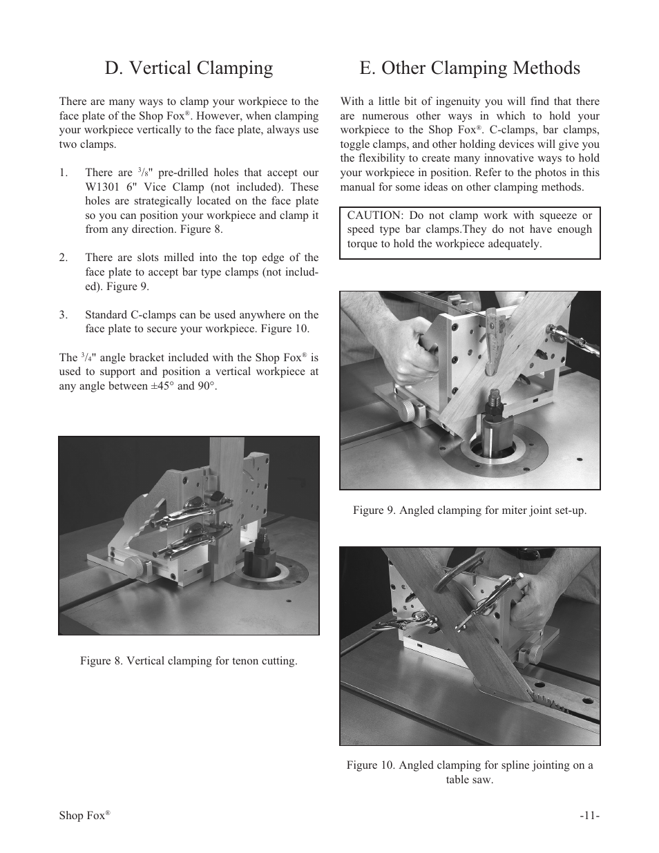 D. vertical clamping, E. other clamping methods | Woodstock THE SHOP FOX W1500 User Manual | Page 12 / 21