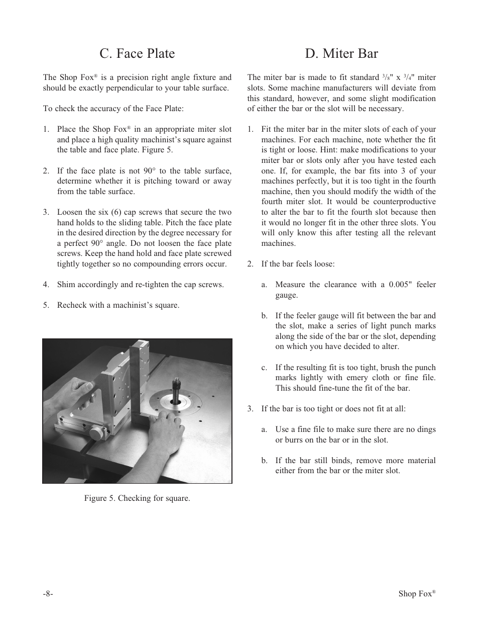 C. face plate, D. miter bar | Woodstock THE SHOP FOX W1500 User Manual | Page 9 / 21