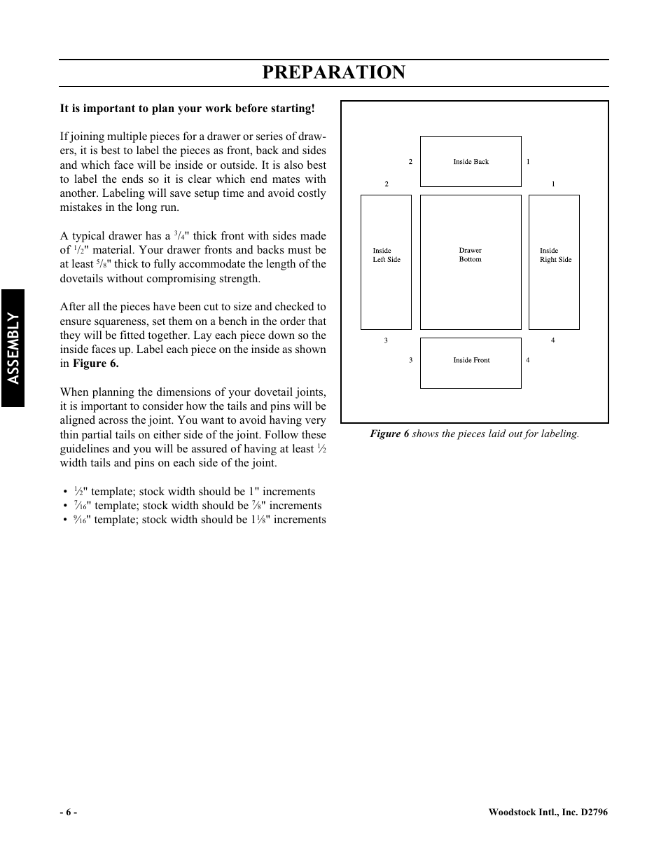 Preparation, Assembly | Woodstock D2796 User Manual | Page 8 / 25