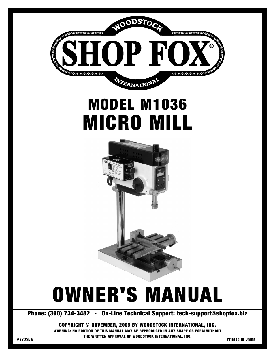 Woodstock MICRO MILL M1036 User Manual | 36 pages