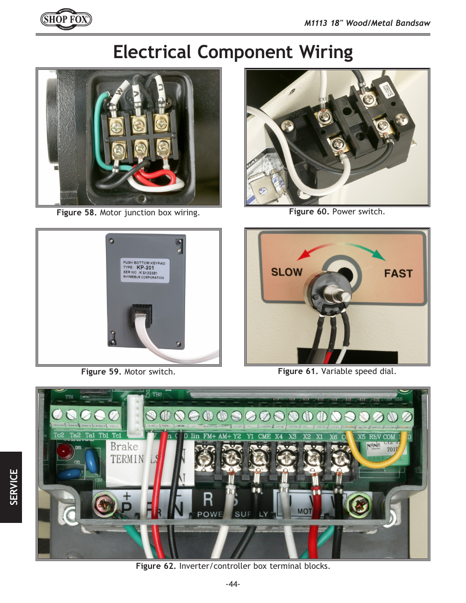 Electrical component wiring | Woodstock M1113 User Manual | Page 46 / 60