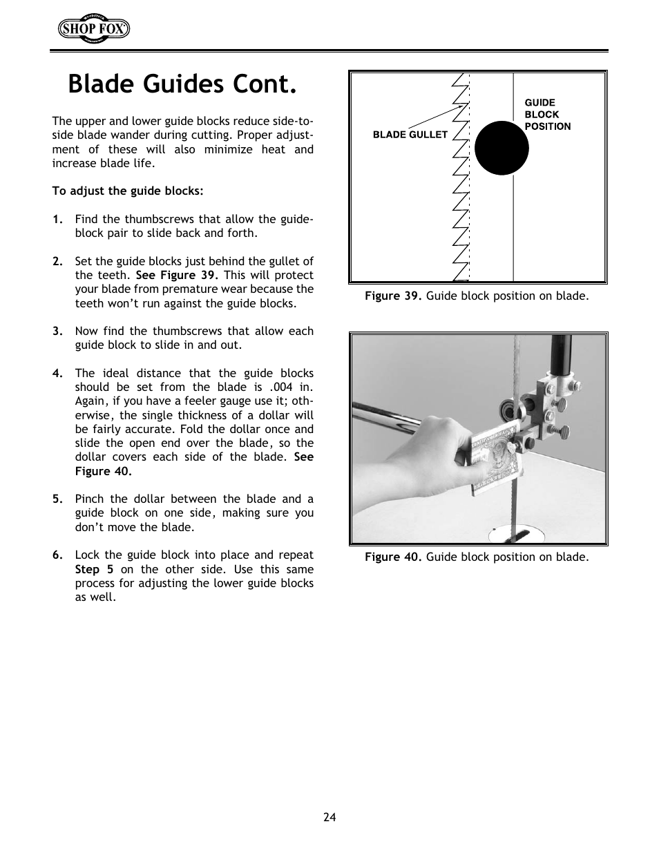 Blade guides cont | Woodstock W1673 User Manual | Page 25 / 45