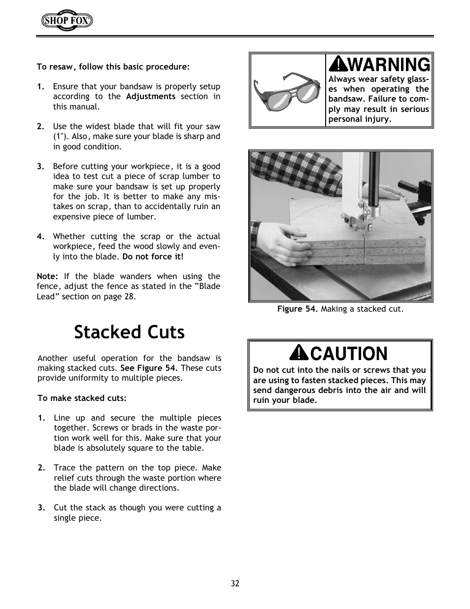 Stacked cuts | Woodstock W1673 User Manual | Page 33 / 45