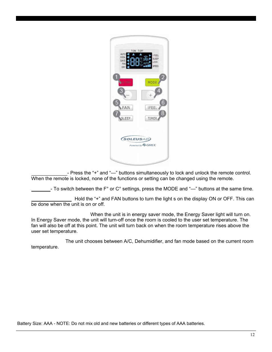 Operating your air conditioner | Soleus Air Electronic Window Air Conditioner GB-WAC-06ESE-C User Manual | Page 13 / 20