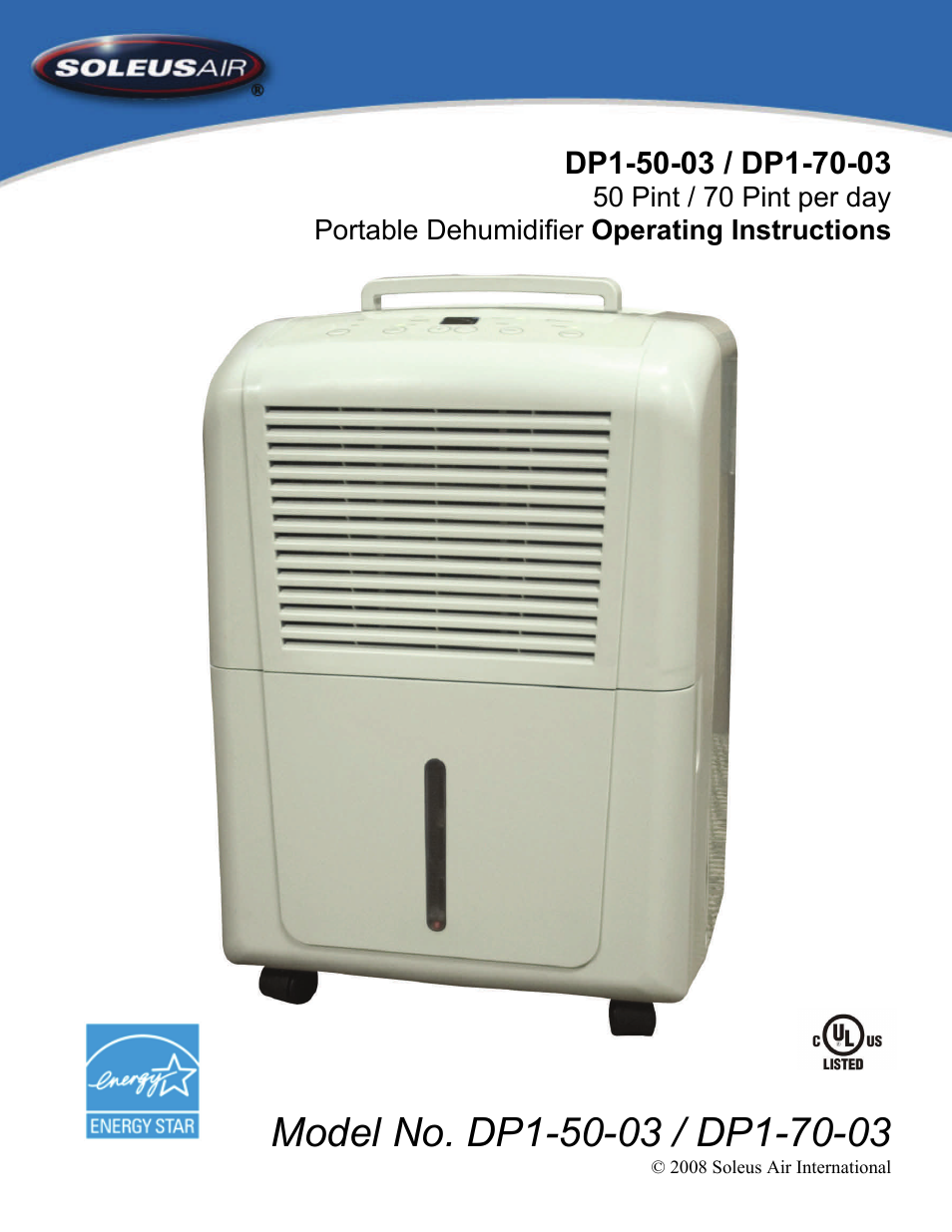 SoleusAir DP1-70-03 User Manual | 8 pages