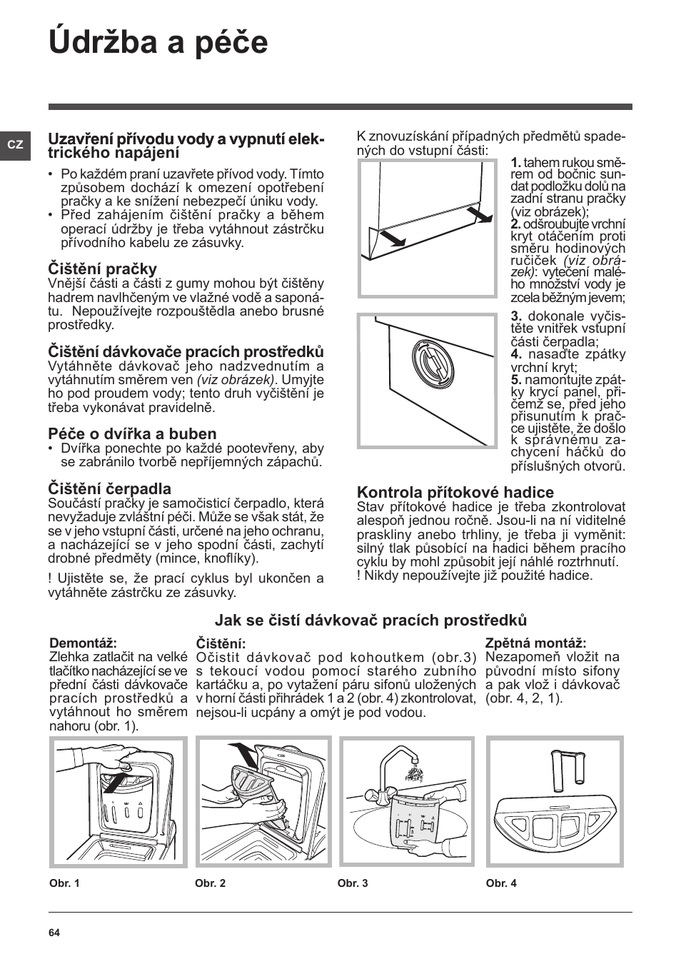 Údržba a péče | Hotpoint Ariston ARTXL 109 User Manual | Page 64 / 72
