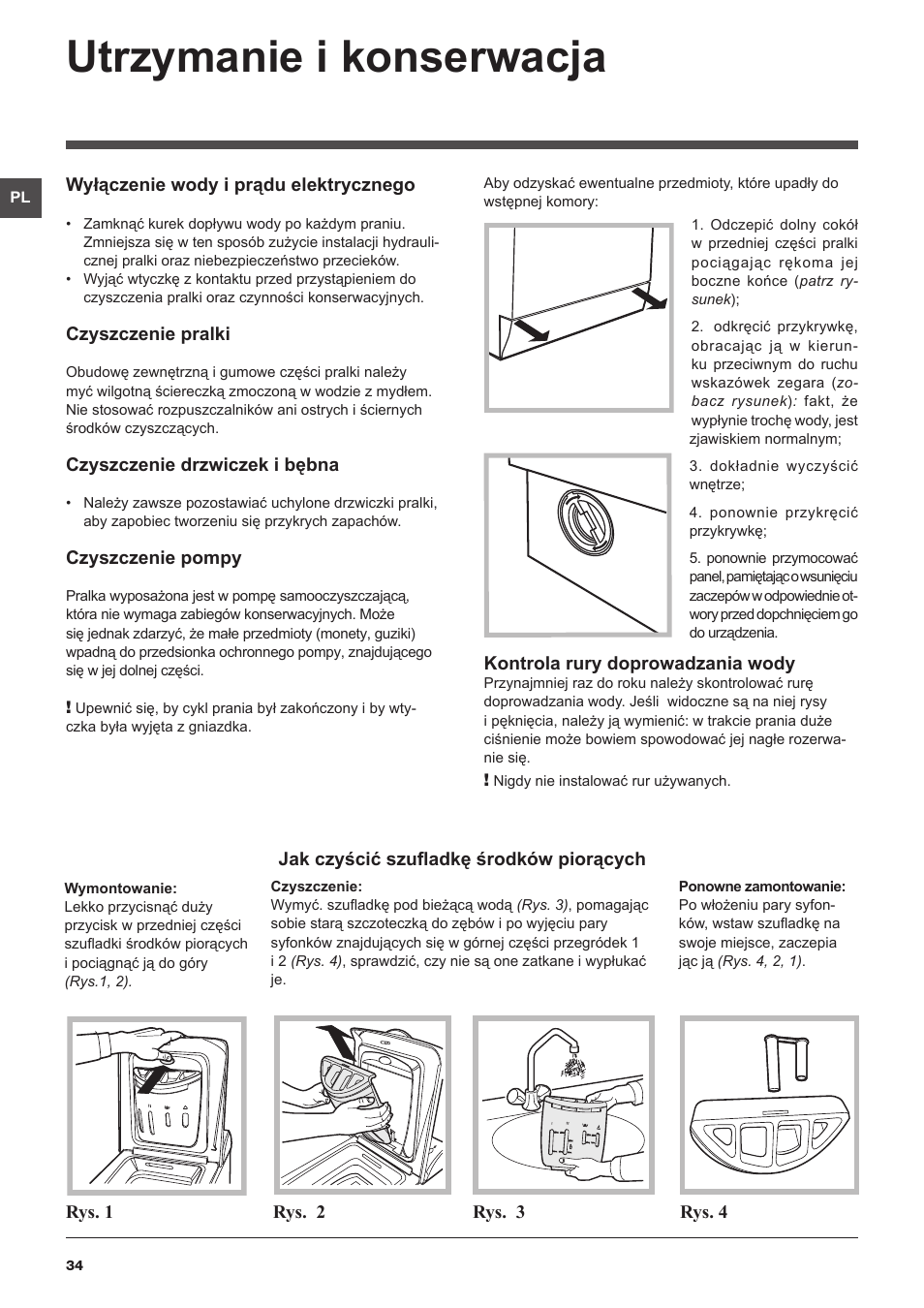 Utrzymanie i konserwacja | Hotpoint Ariston ARTXF 149 User Manual | Page 34 / 60