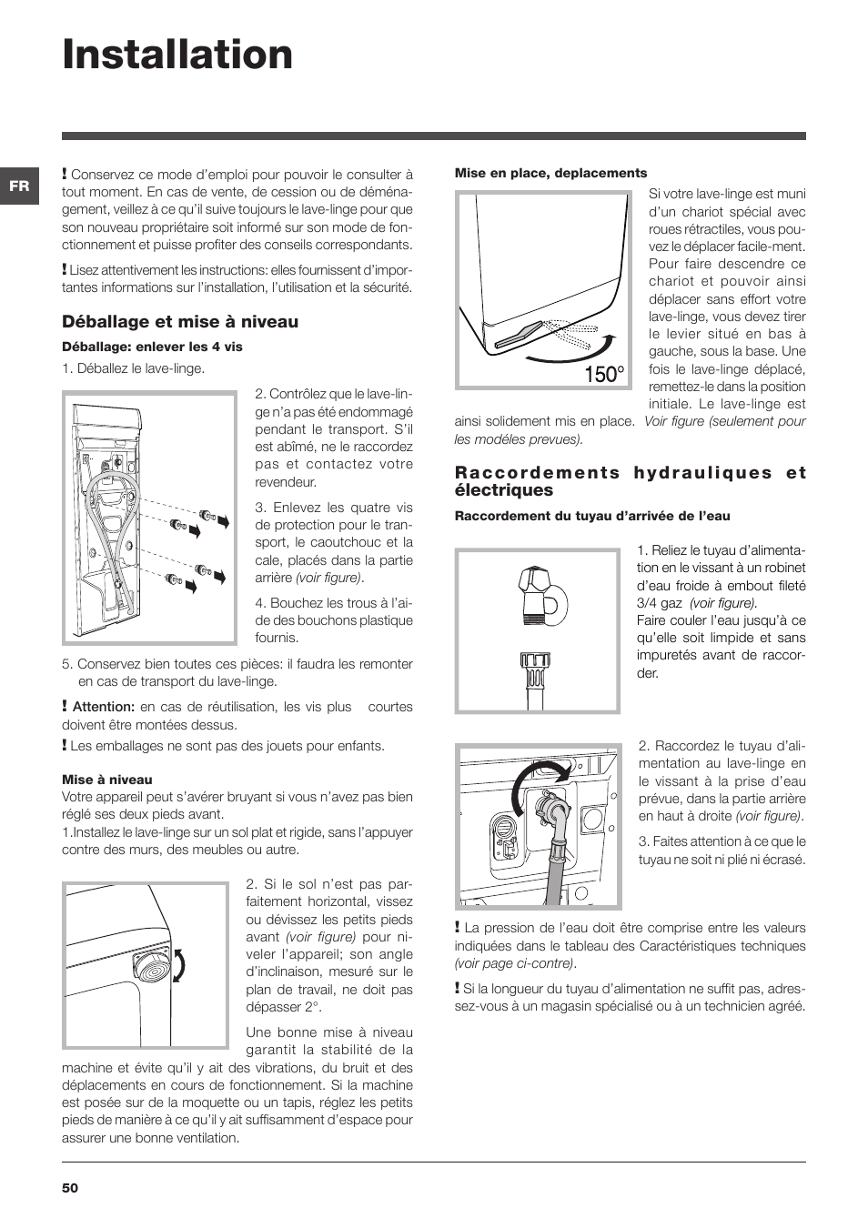 Installation | Hotpoint Ariston ARTXF 149 User Manual | Page 50 / 60
