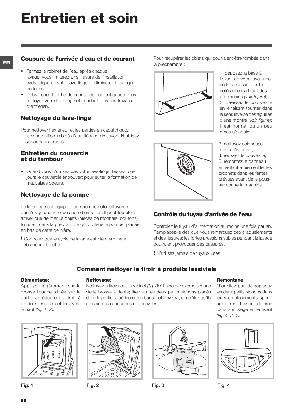Entretien et soin | Hotpoint Ariston ARTXF 149 User Manual | Page 58 / 60