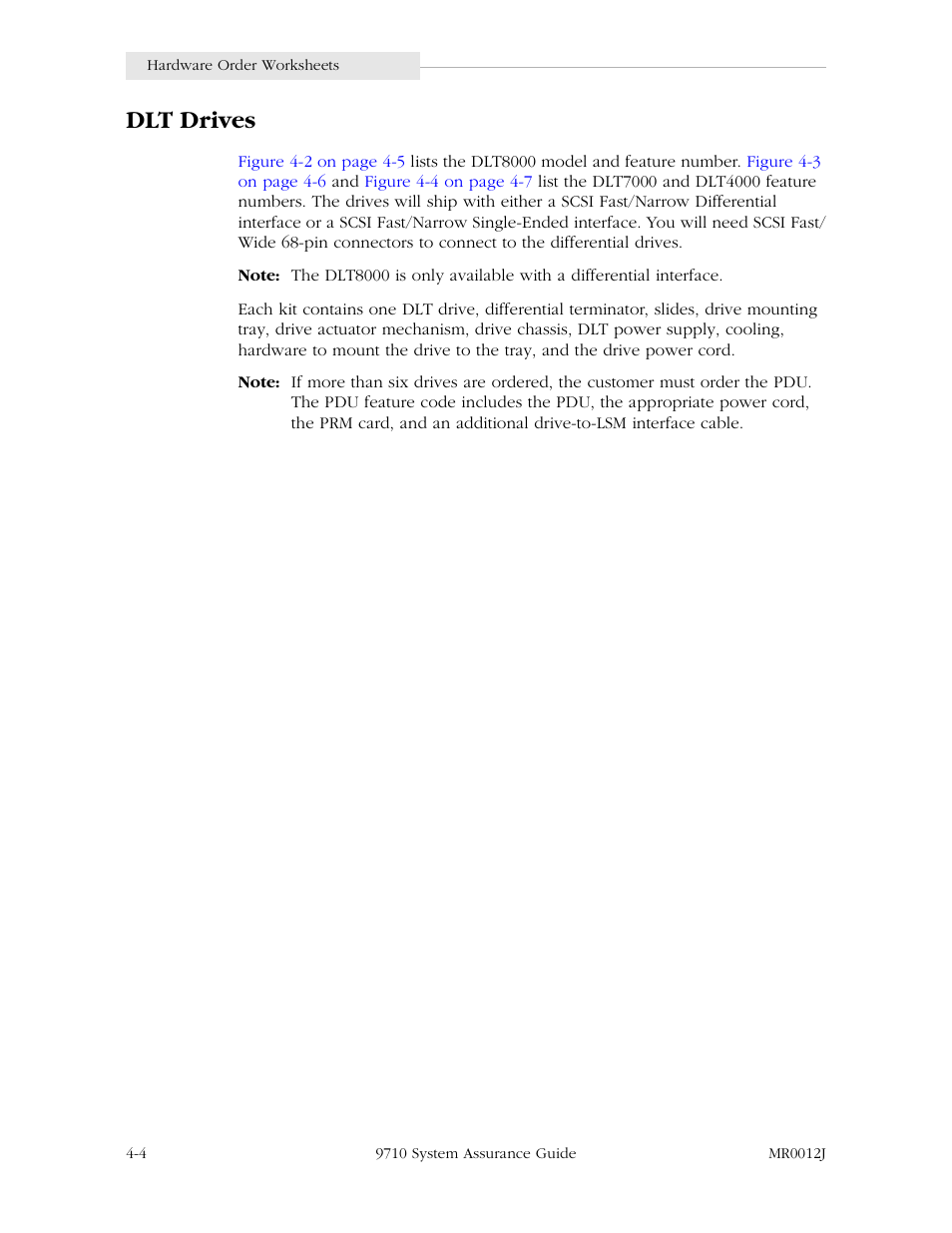 Dlt drives | StorageTek 9710 User Manual | Page 44 / 86