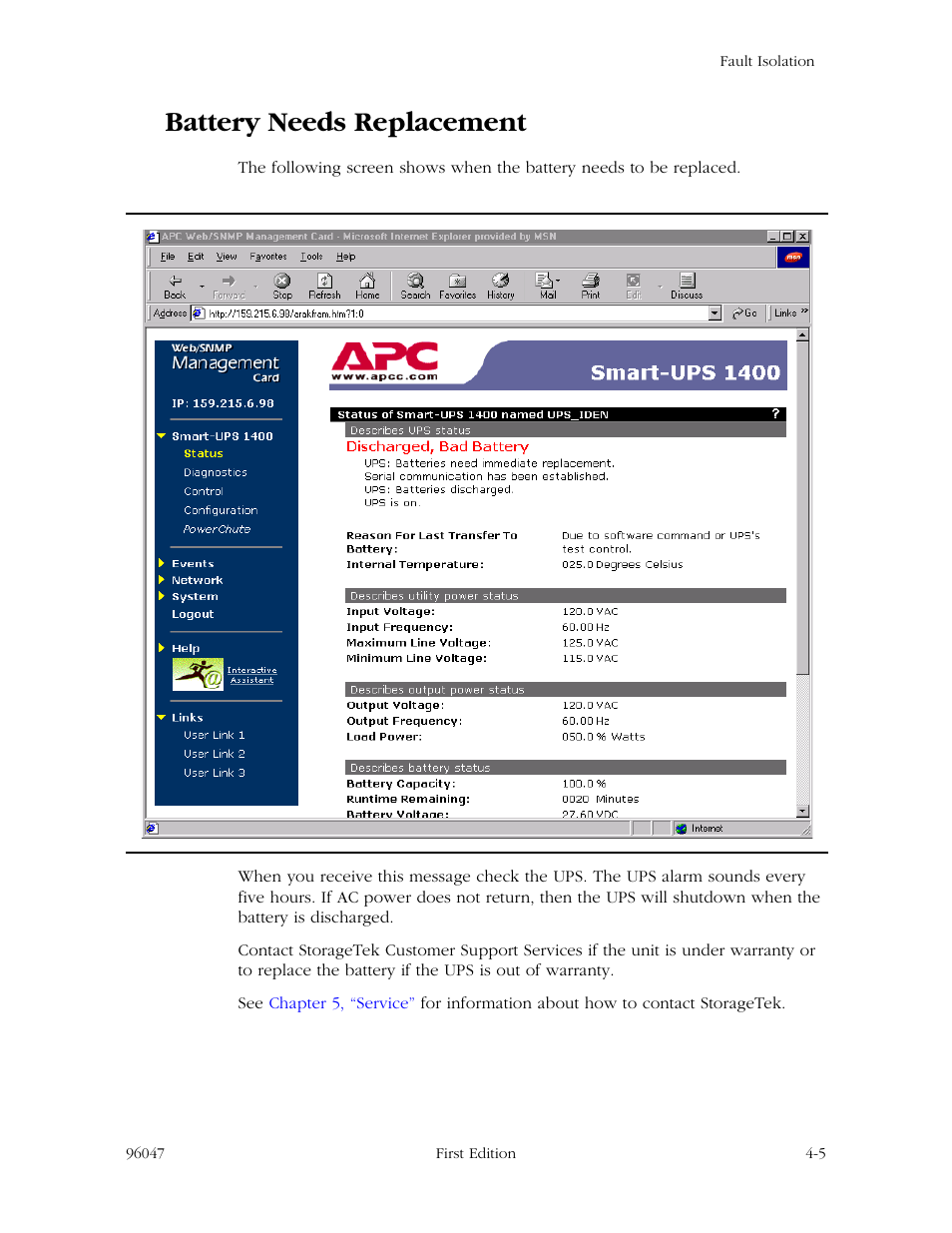 Battery needs replacement, Battery needs replacement -5 | StorageTek L700 User Manual | Page 35 / 56