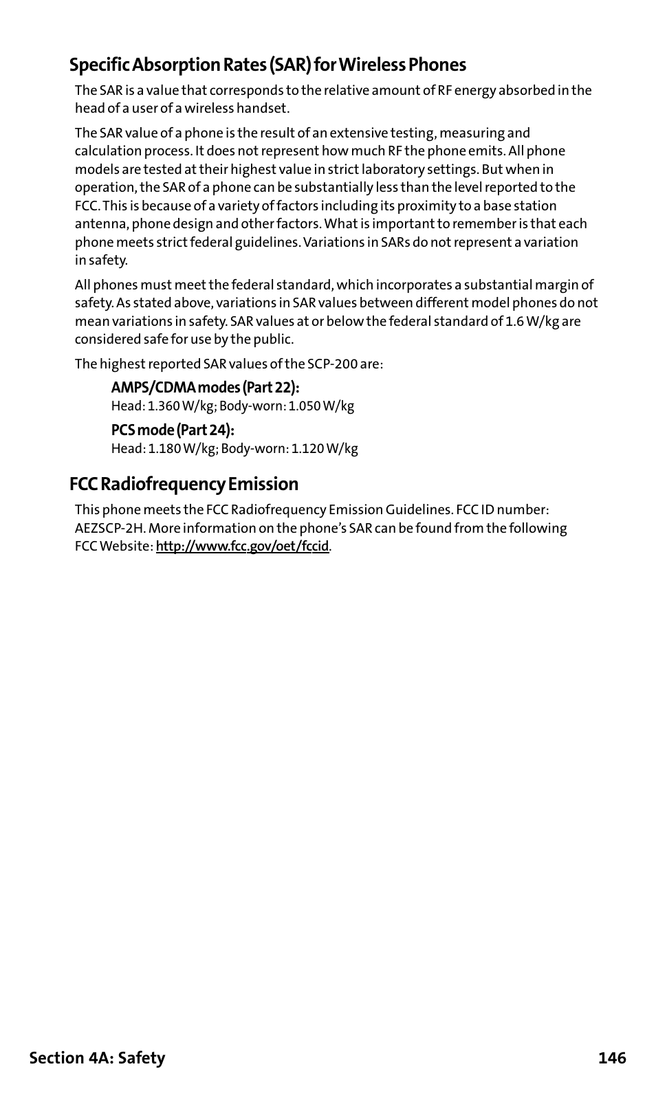 Fcc radiofrequency emission | Sanyo SCP-200 User Manual | Page 152 / 182