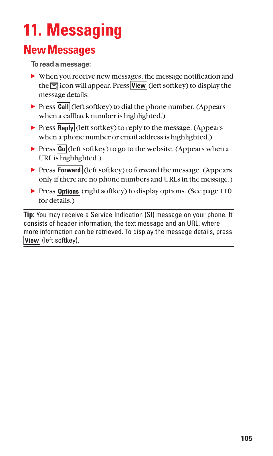 Messaging, New messages | Sanyo BELL SCP-2400 User Manual | Page 113 / 140