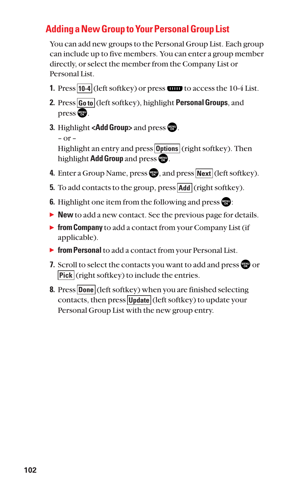 Adding a new group to your personal group list | Sanyo SCP-2300 User Manual | Page 108 / 150