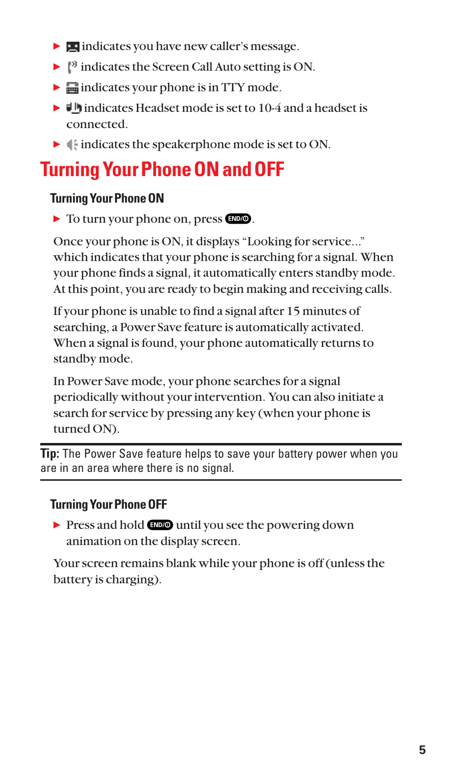 Turning your phone on and off | Sanyo SCP-2300 User Manual | Page 11 / 150