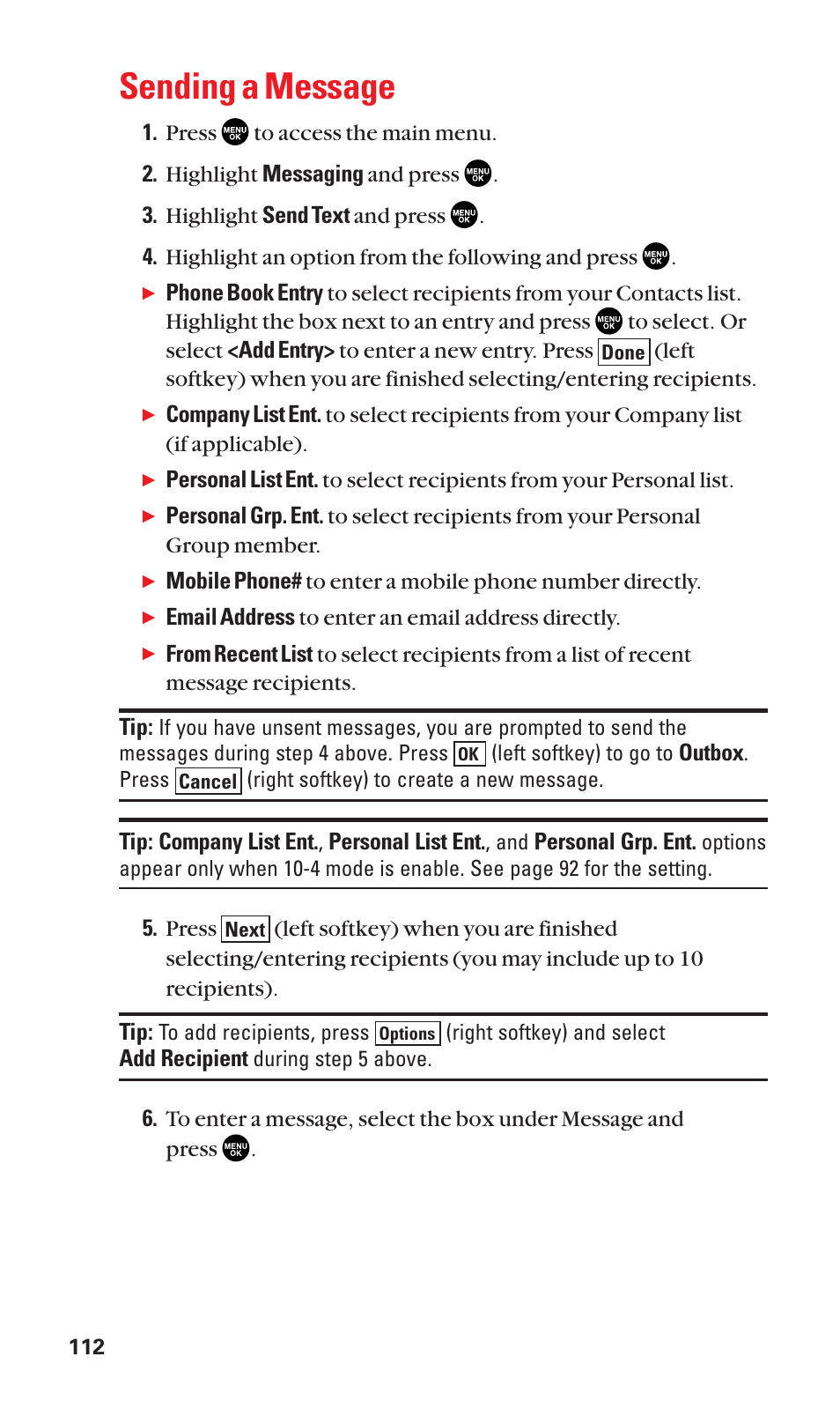 Sending a message | Sanyo SCP-2300 User Manual | Page 118 / 150