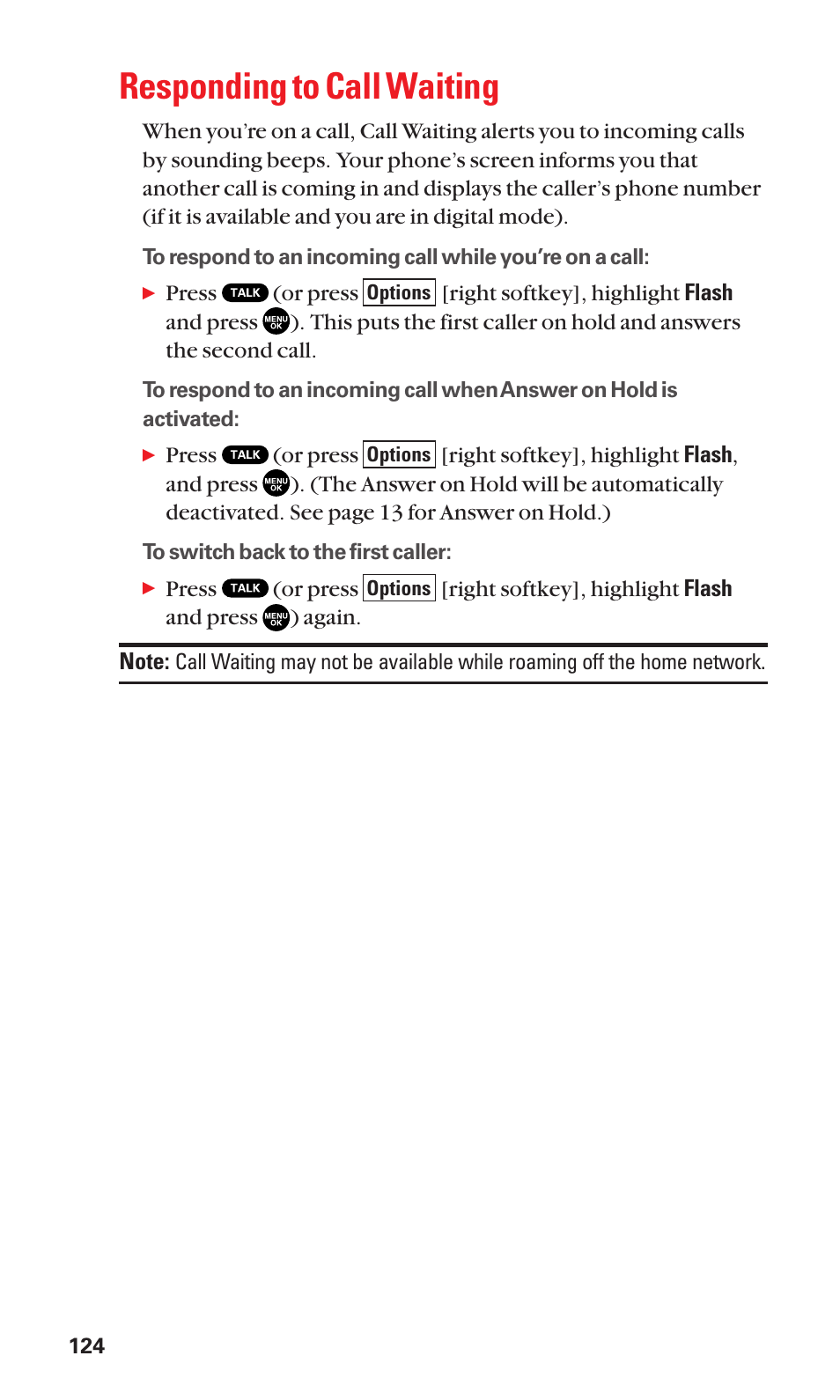 Responding to call waiting | Sanyo SCP-2300 User Manual | Page 130 / 150