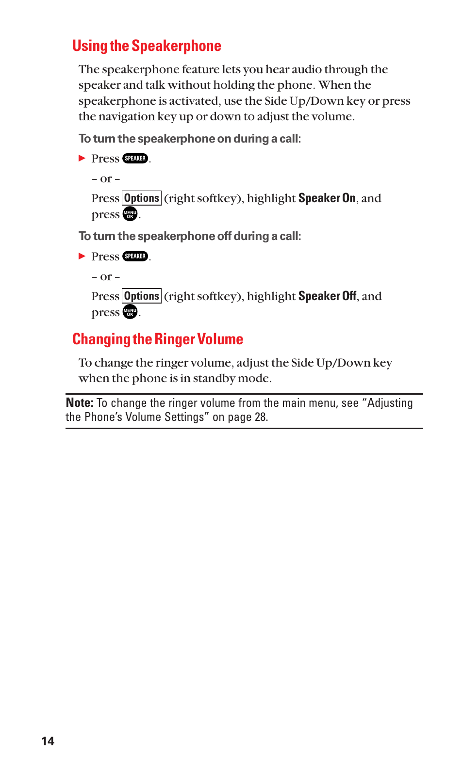 Using the speakerphone, Changing the ringer volume | Sanyo SCP-2300 User Manual | Page 20 / 150