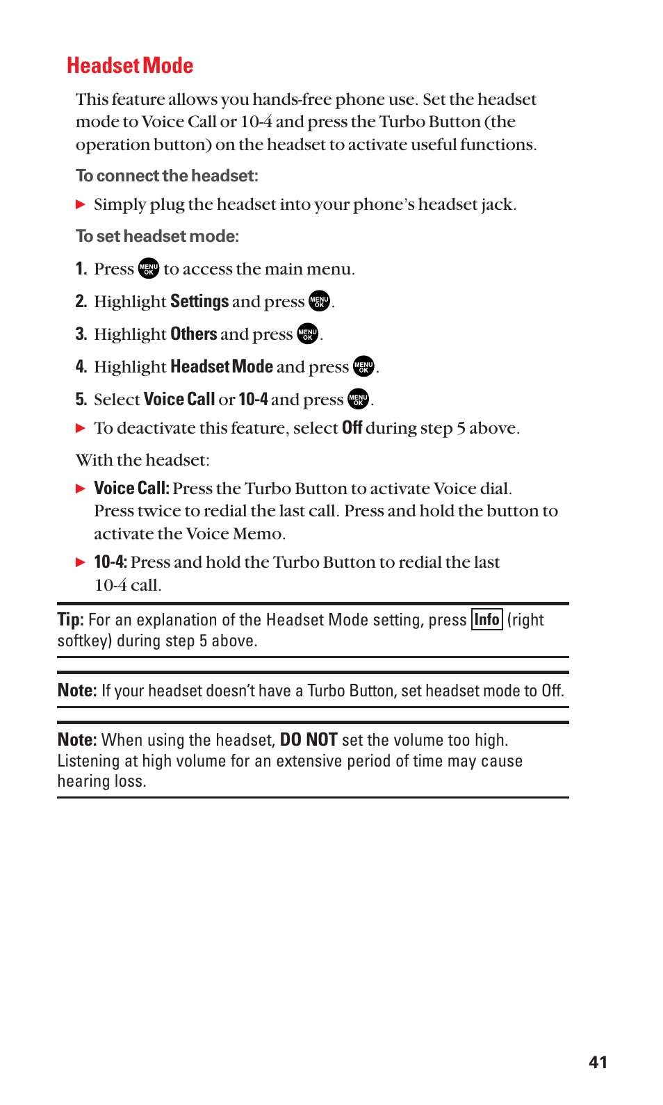 Headset mode | Sanyo SCP-2300 User Manual | Page 47 / 150