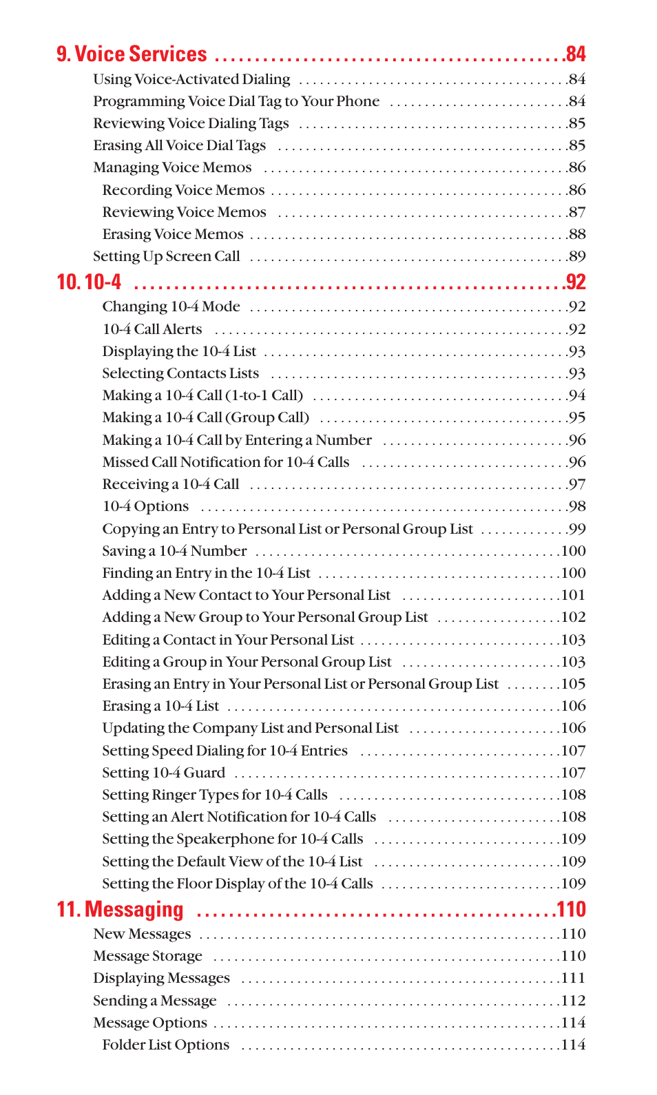 Voice services, Messaging | Sanyo SCP-2300 User Manual | Page 5 / 150