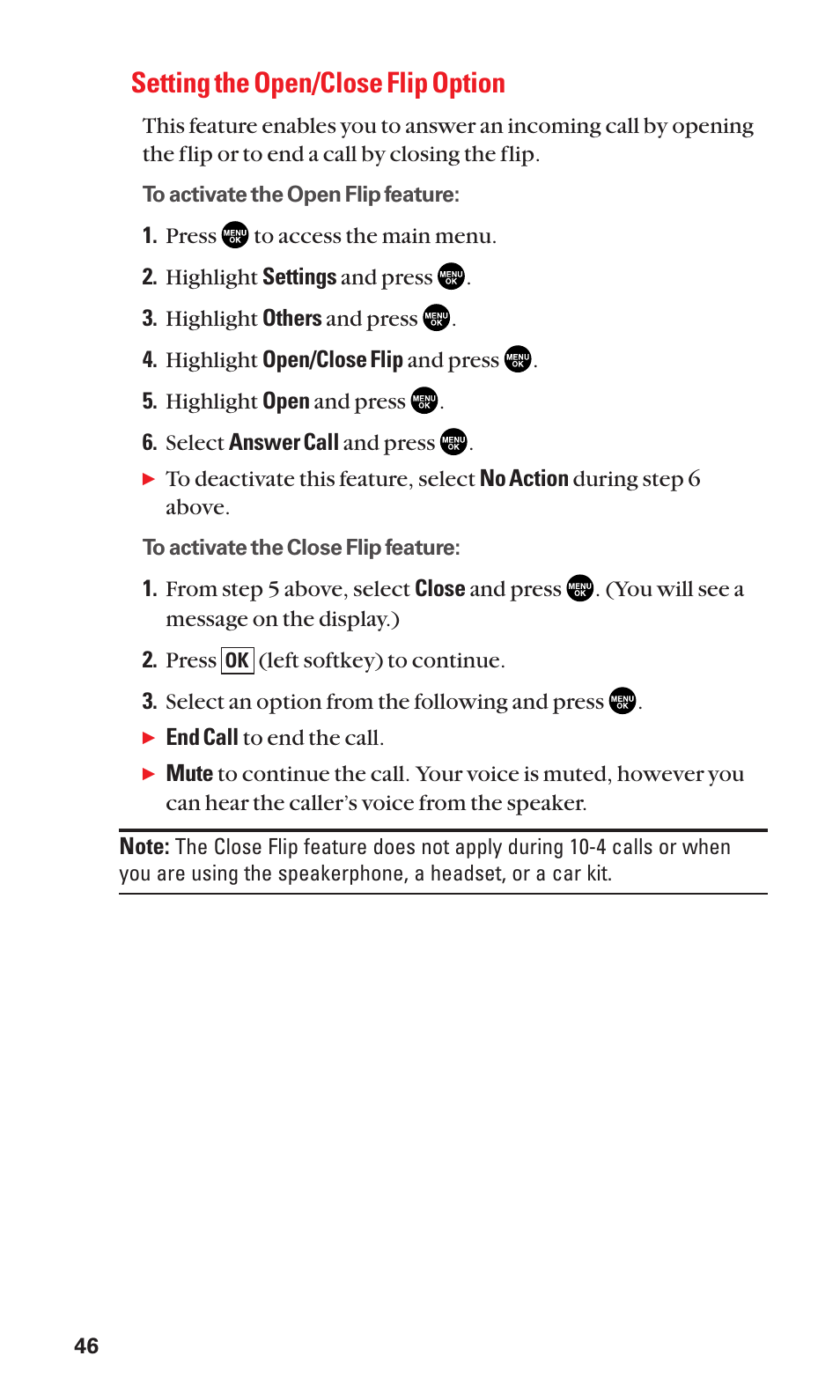 Setting the open/close flip option | Sanyo SCP-2300 User Manual | Page 52 / 150
