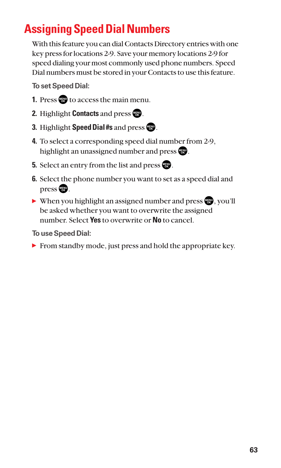 Assigning speed dial numbers | Sanyo SCP-2300 User Manual | Page 69 / 150