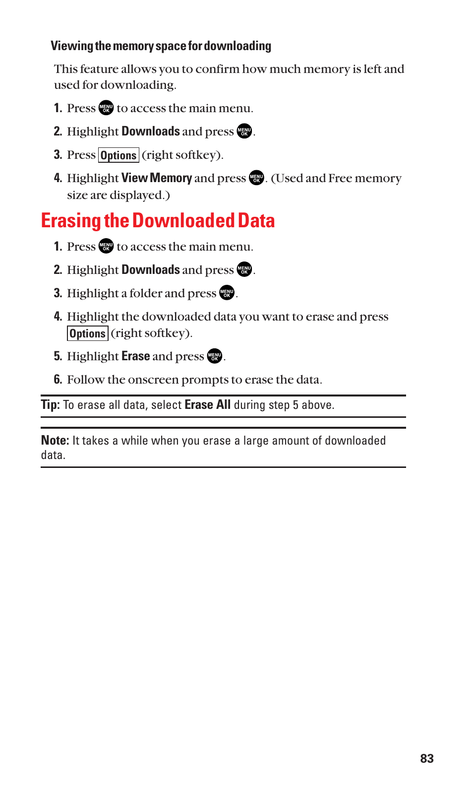 Erasing the downloaded data | Sanyo SCP-2300 User Manual | Page 89 / 150