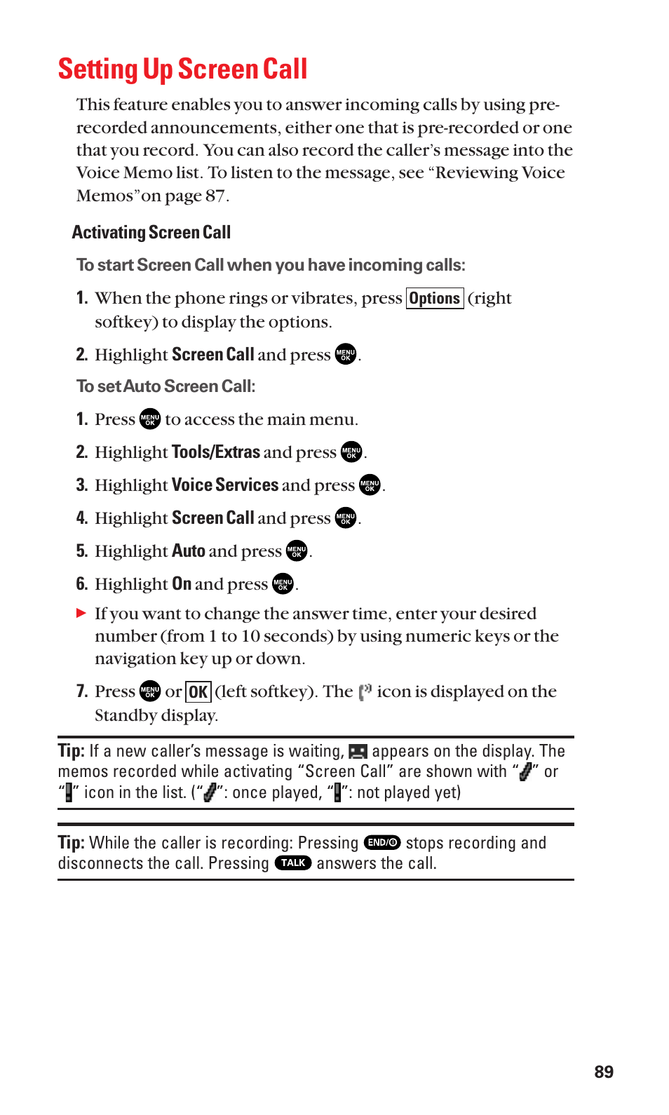 Setting up screen call | Sanyo SCP-2300 User Manual | Page 95 / 150