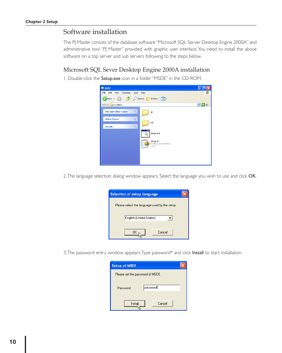 Software installation | Sanyo PJ MASTER POA-PJNM01 User Manual | Page 10 / 54