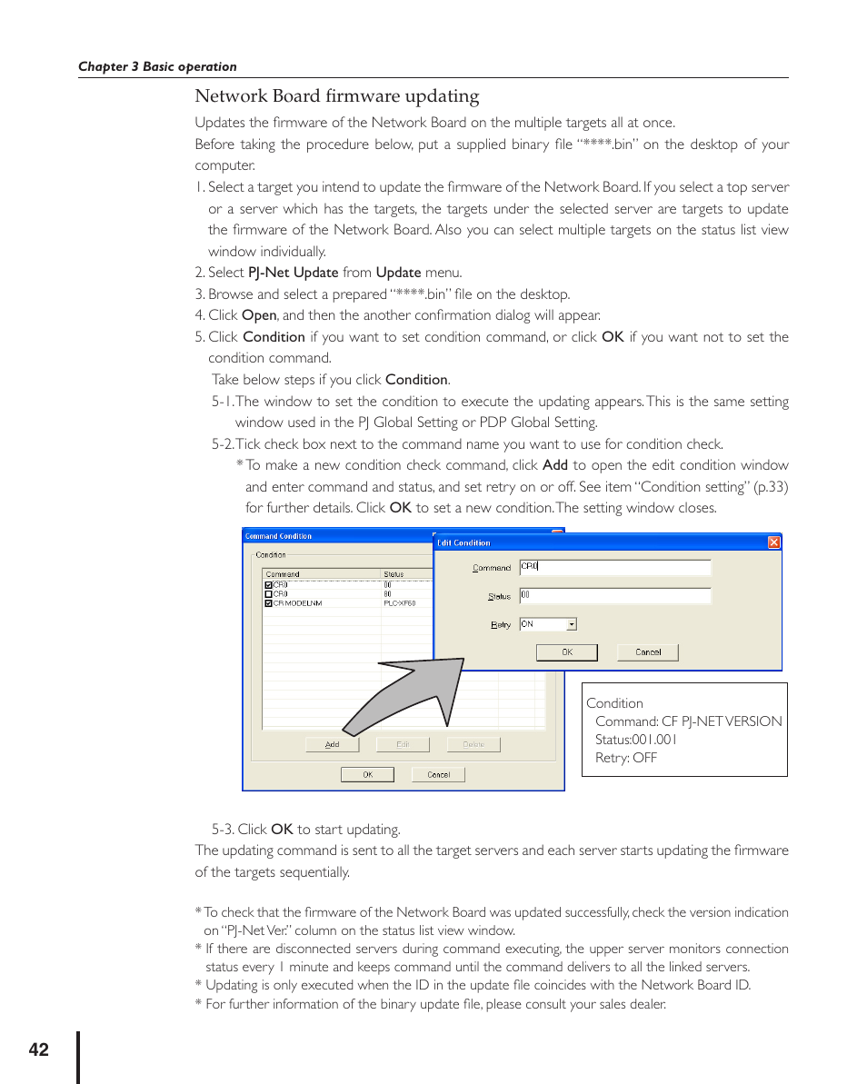 Network board firmware updating, Network board ﬁrmware updating | Sanyo PJ MASTER POA-PJNM01 User Manual | Page 42 / 54