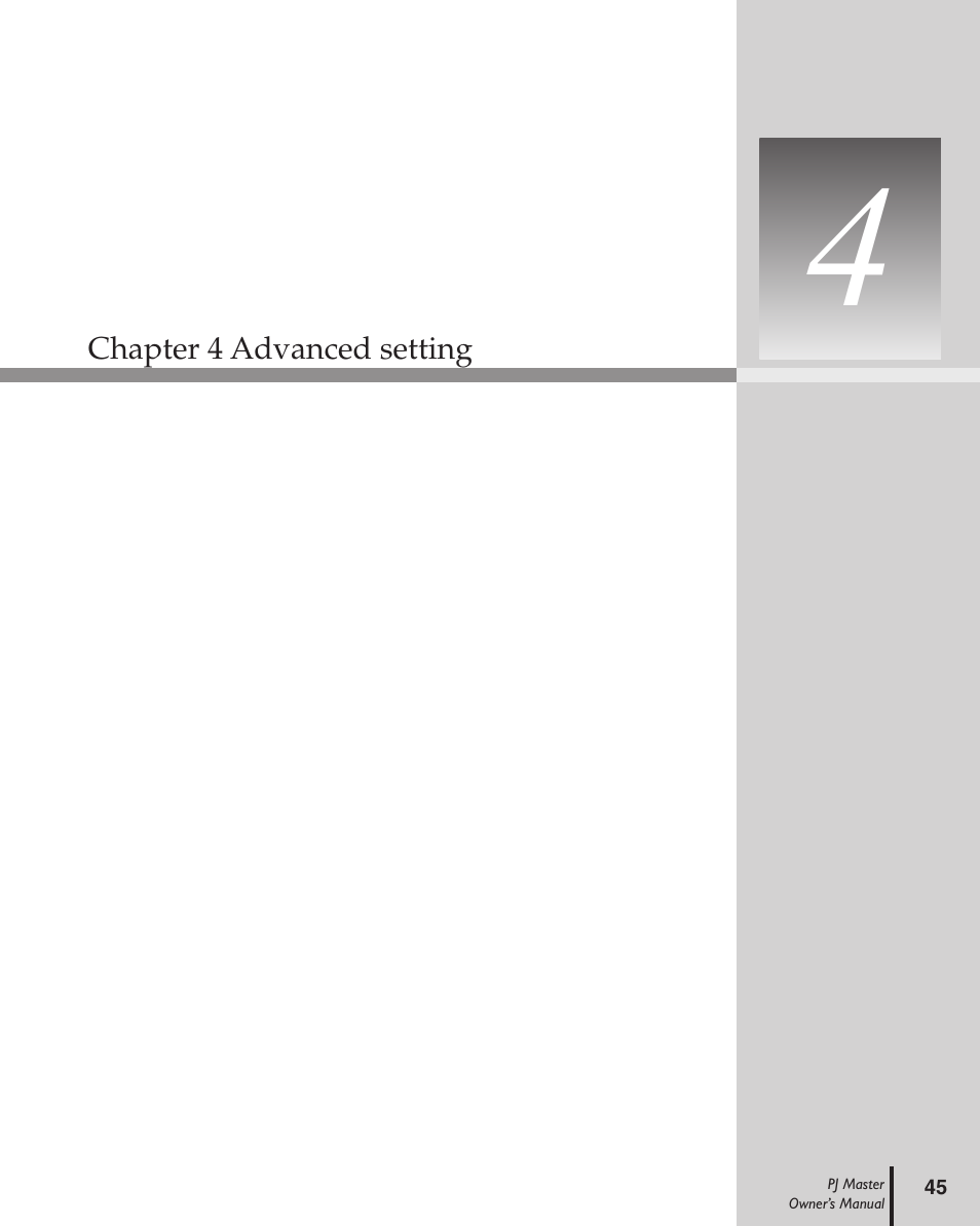 Chapter 4 advanced setting | Sanyo PJ MASTER POA-PJNM01 User Manual | Page 45 / 54