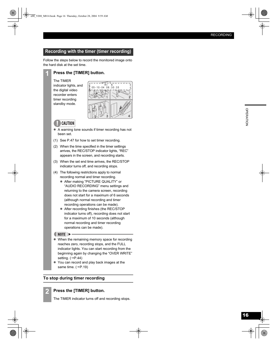 Recording with the timer (timer recording) | Sanyo DSR-M814 User Manual | Page 17 / 73