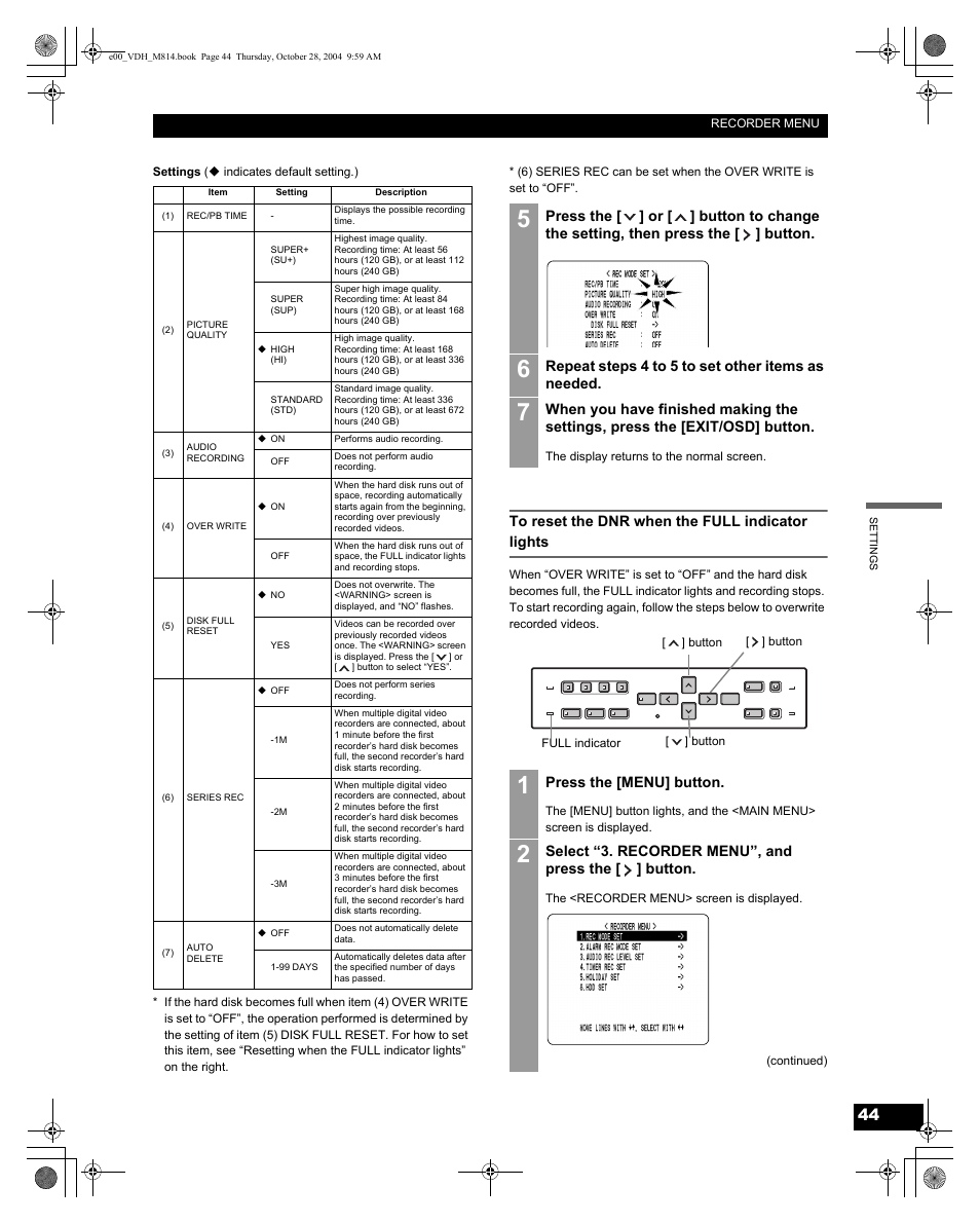 Sanyo DSR-M814 User Manual | Page 45 / 73