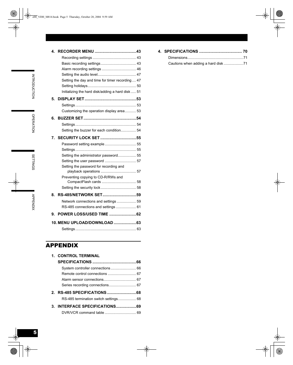 Appendix | Sanyo DSR-M814 User Manual | Page 6 / 73