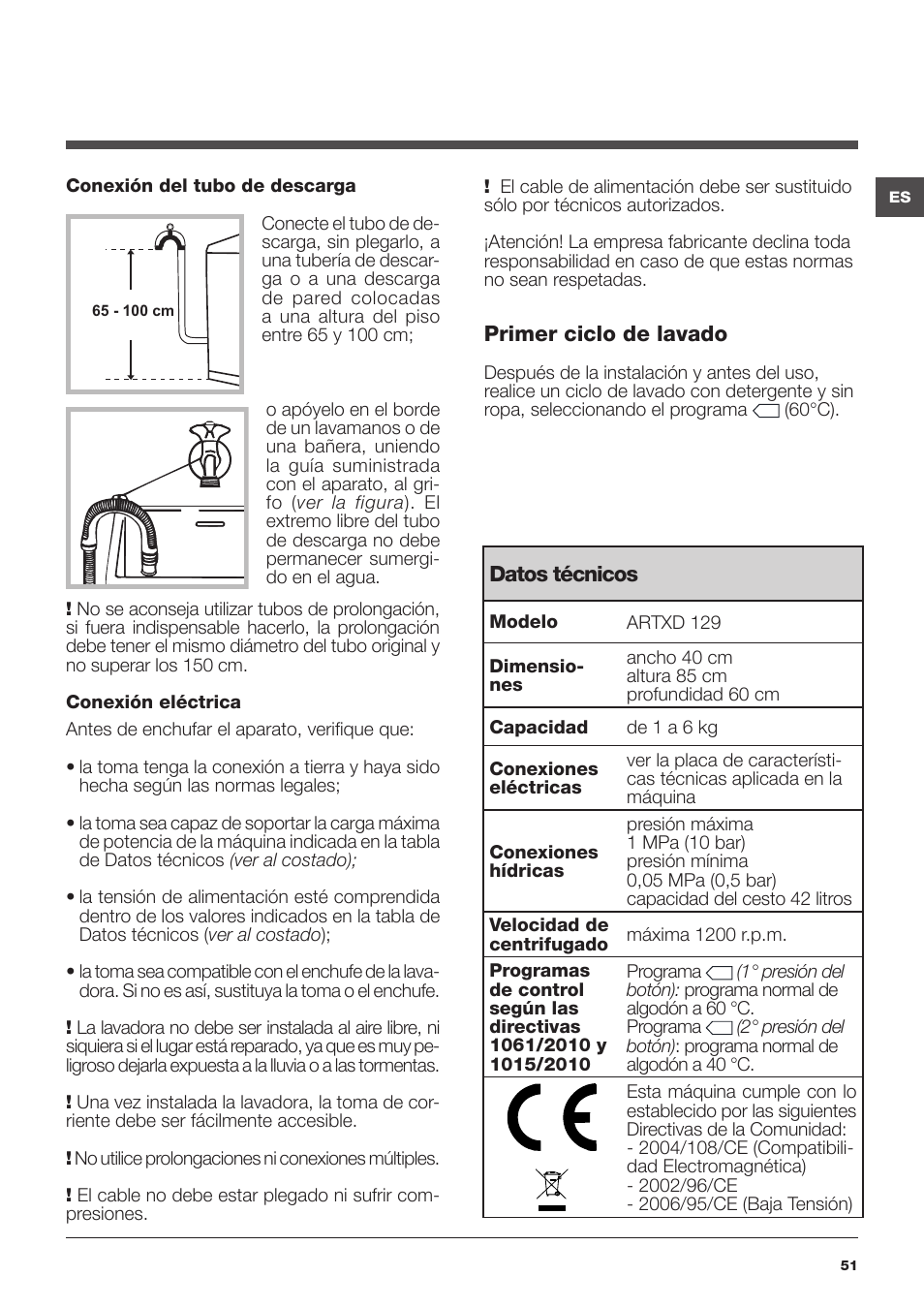 Hotpoint Ariston ARTXD 129 User Manual | Page 51 / 72