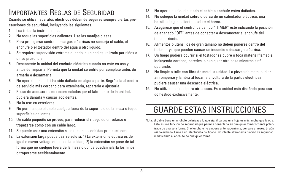 Guarde estas instrucciones, Mportantes, Eglas de | Eguridad | Sanyo SK-7S User Manual | Page 15 / 24