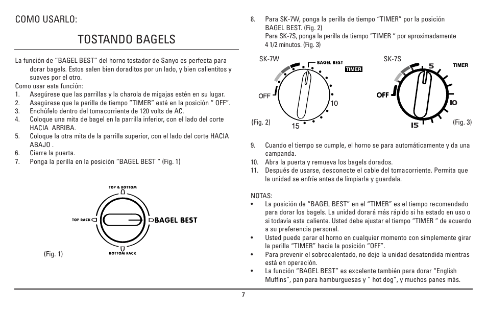 Tostando bagels, Como usarlo | Sanyo SK-7S User Manual | Page 19 / 24