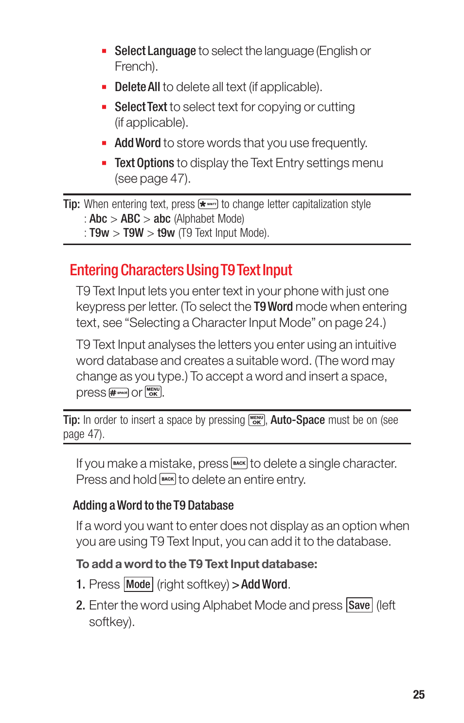 Entering characters using t9 text input | Sanyo PRO-700 User Manual | Page 29 / 133