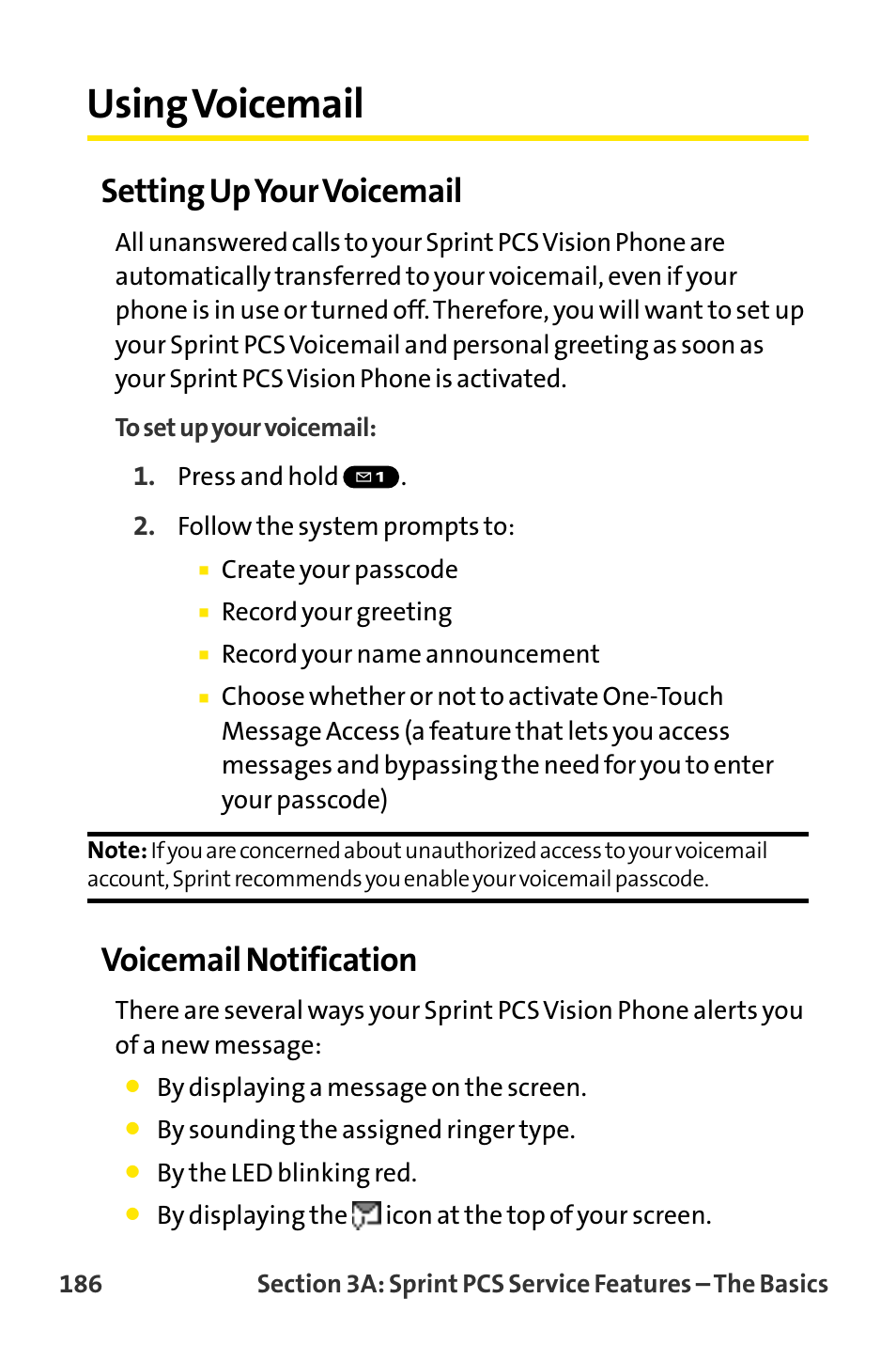 Using voicemail, Setting upyour voicemail, Voicemail notification | Sanyo VI-2300 User Manual | Page 198 / 286