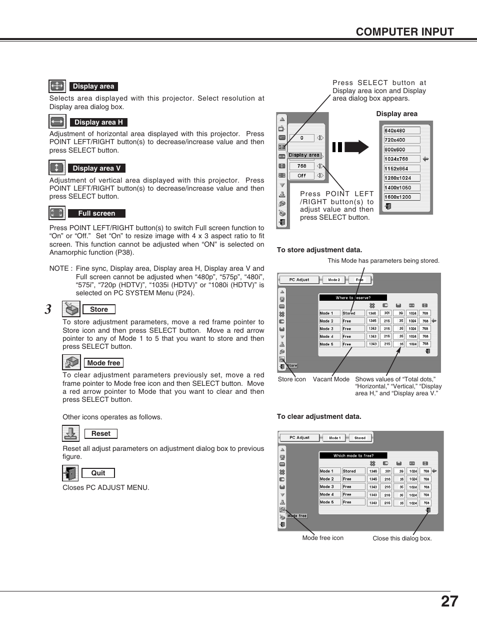 Computer input | Sanyo PLC-XP55L User Manual | Page 27 / 56