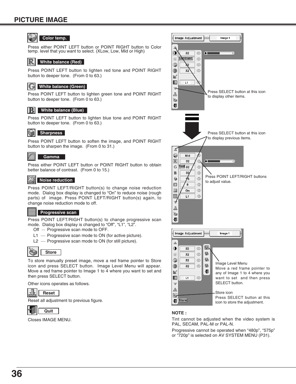 Picture image | Sanyo PLC-XP55L User Manual | Page 36 / 56