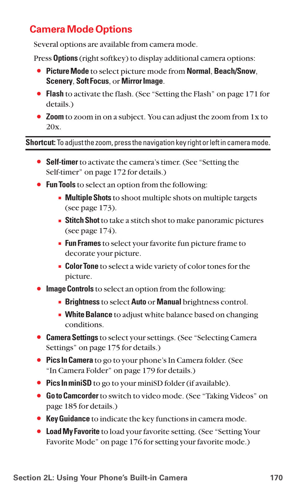 Camera mode options, Fun tools to select an option from the following | Sanyo MM-5600 User Manual | Page 184 / 330