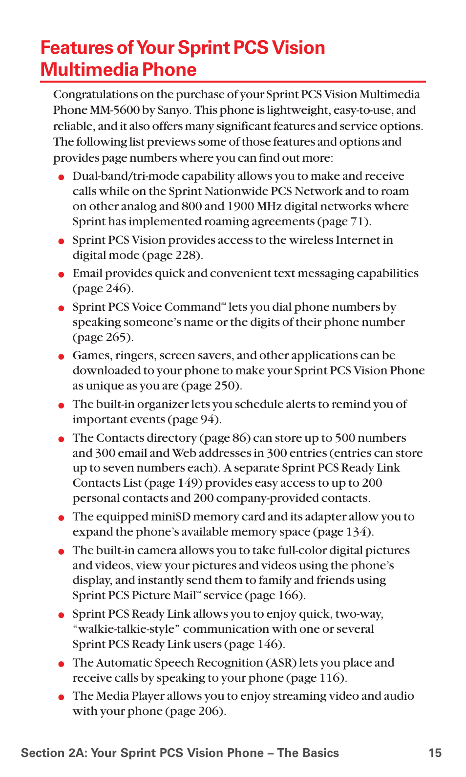 Sprint pcs voice command, Service (page 166) | Sanyo MM-5600 User Manual | Page 29 / 330