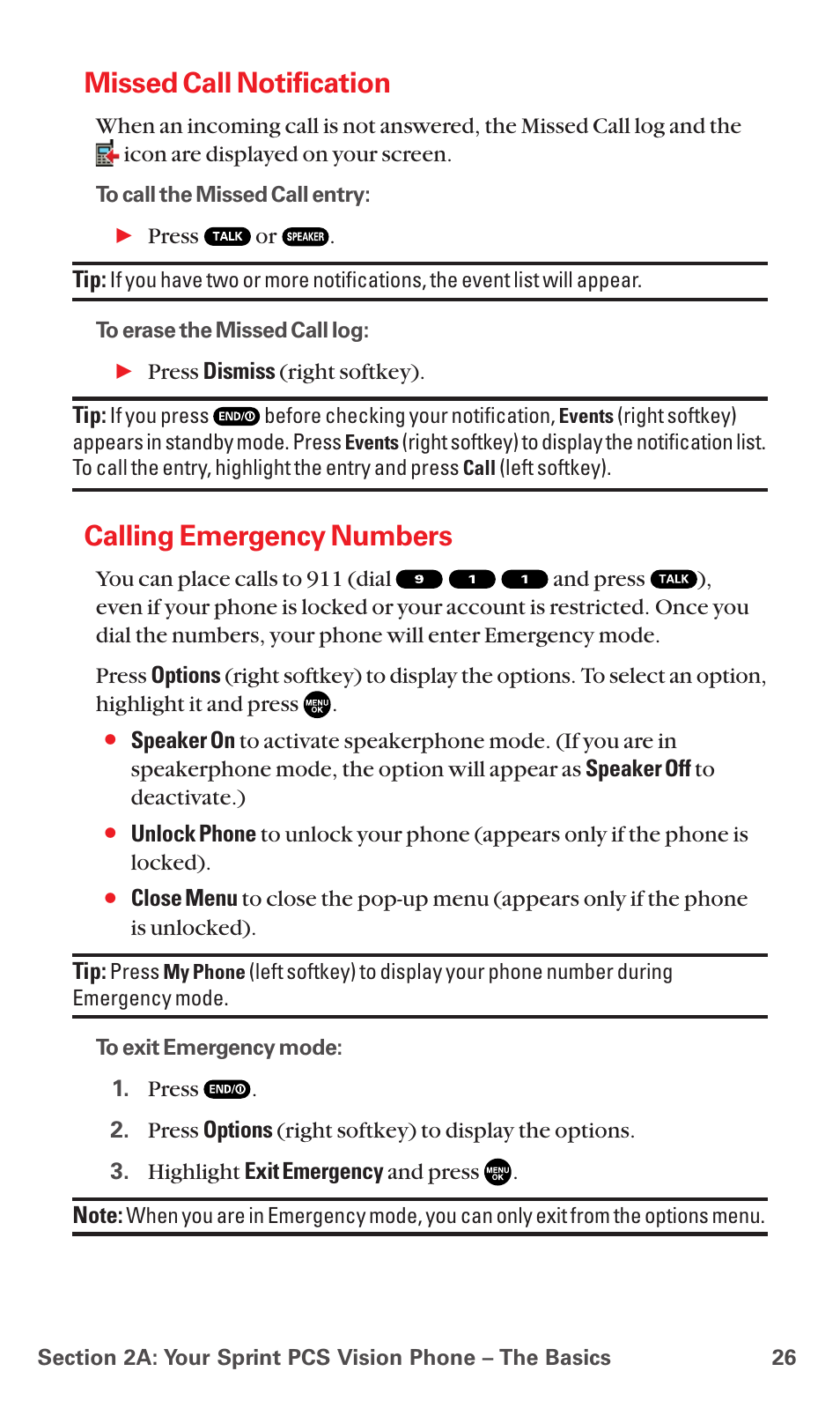 Missed call notification, Calling emergency numbers | Sanyo MM-5600 User Manual | Page 40 / 330