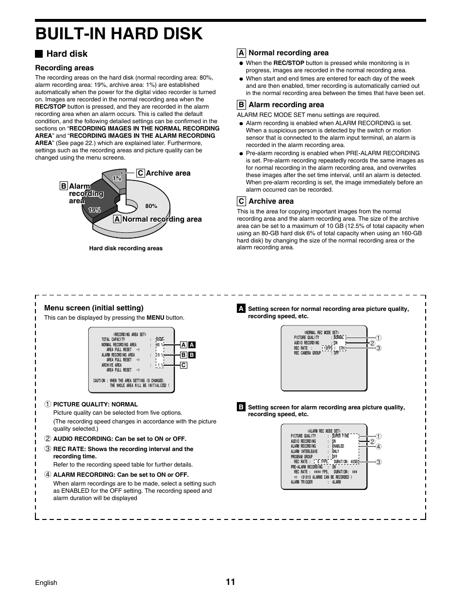 Built-in hard disk, Hard disk | Sanyo DSR-3016 User Manual | Page 12 / 96