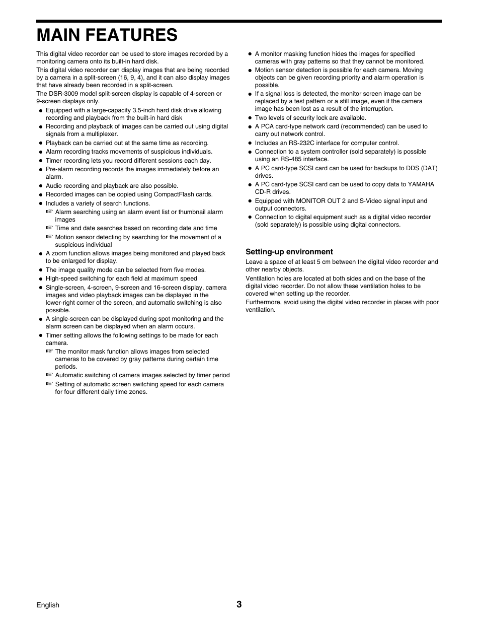 Main features | Sanyo DSR-3016 User Manual | Page 4 / 96