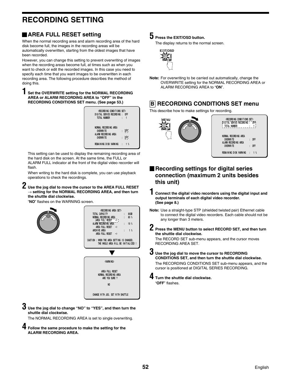 Recording setting | Sanyo DSR-3016 User Manual | Page 53 / 96