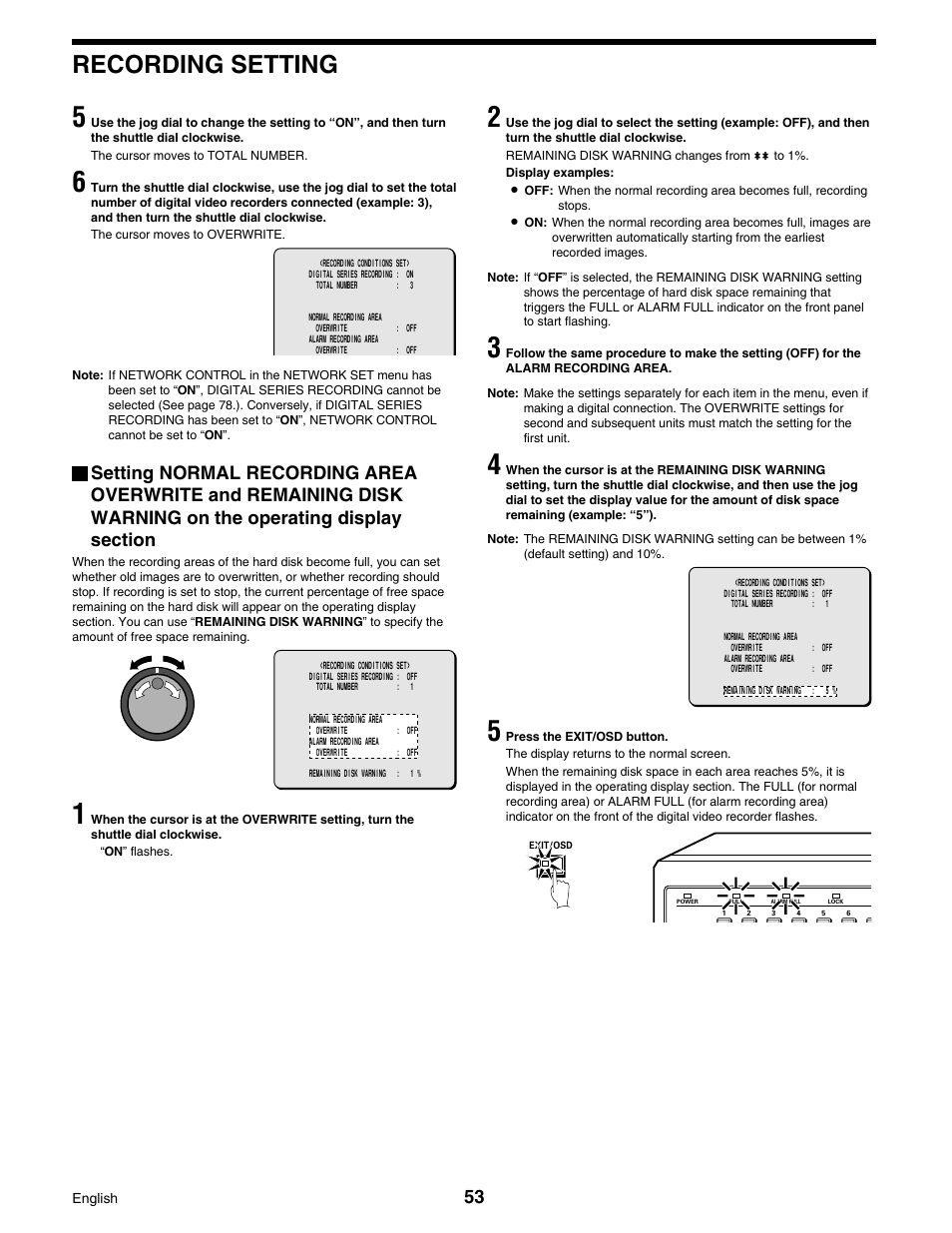 Recording setting | Sanyo DSR-3016 User Manual | Page 54 / 96