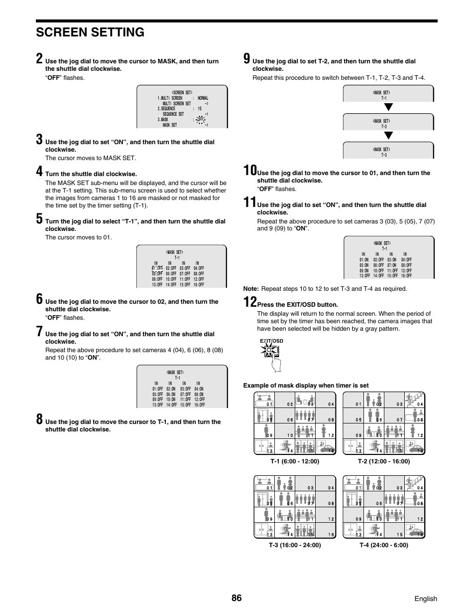 Screen setting | Sanyo DSR-3016 User Manual | Page 87 / 96