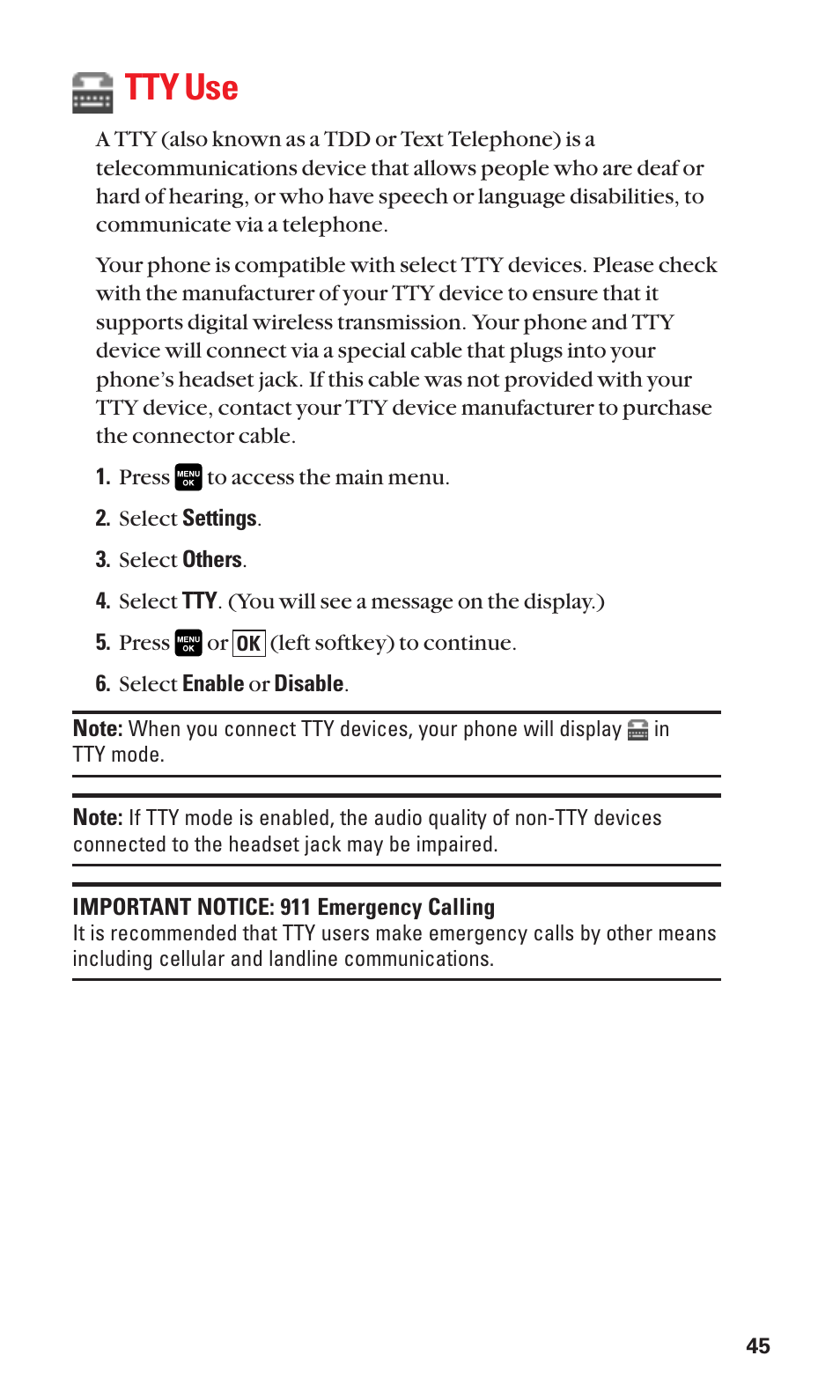 Tty use | Sanyo Katana Cell Phone User Manual | Page 53 / 151